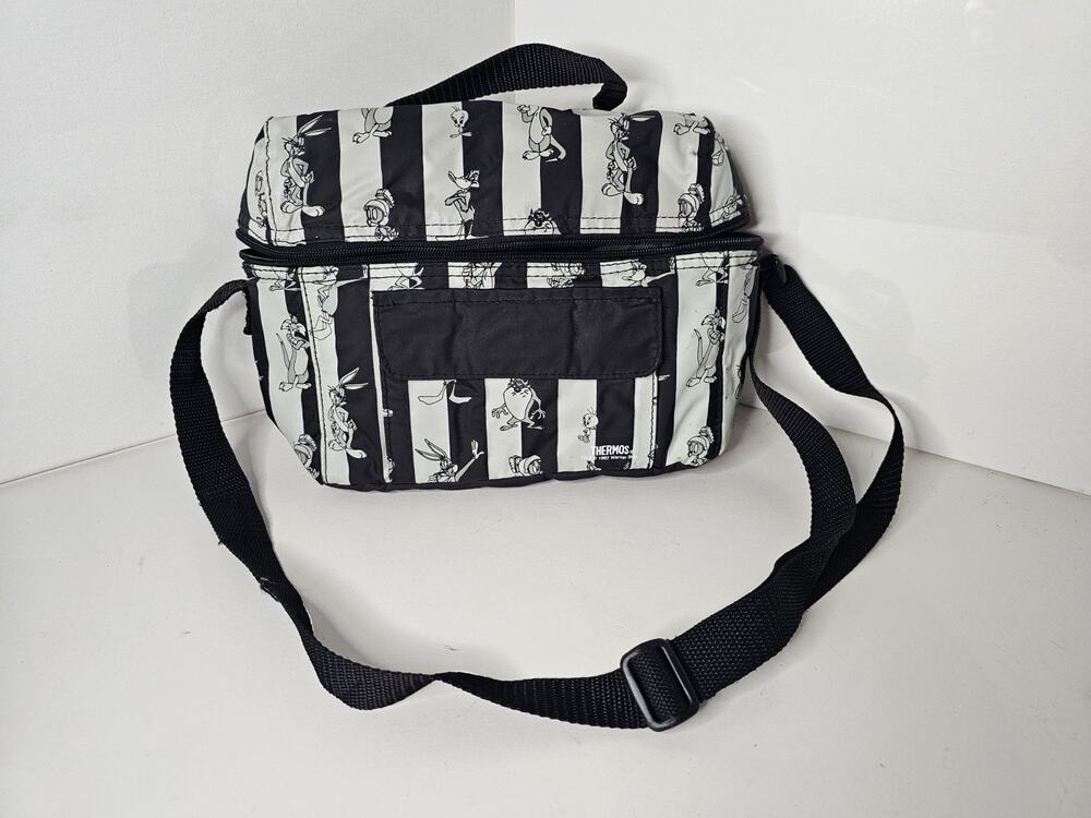 1997 Thermos Brand Insulated Lunch Bag Looney Toons Design Black And White Retro